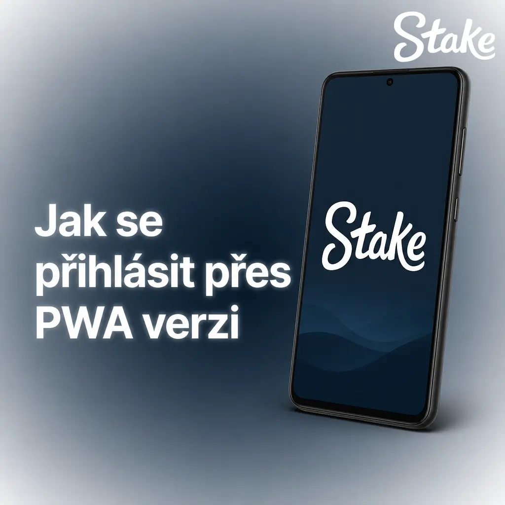 Přihlášení do účtu Stake.com přes PWA aplikaci zadáním e-mailu, hesla a potvrzením tlačítkem Log In