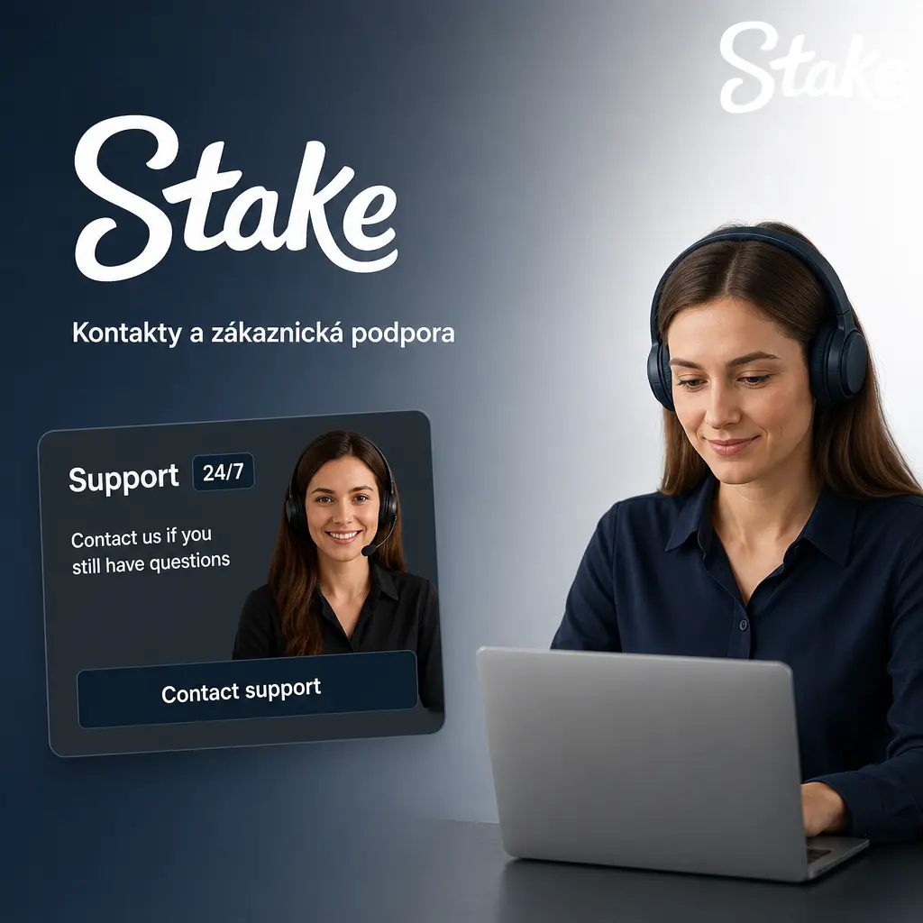 Zákaznická podpora Stake.com dostupná 24/7 přes živý chat, e-mail, Discord a Twitter/X pro hráče z ČR